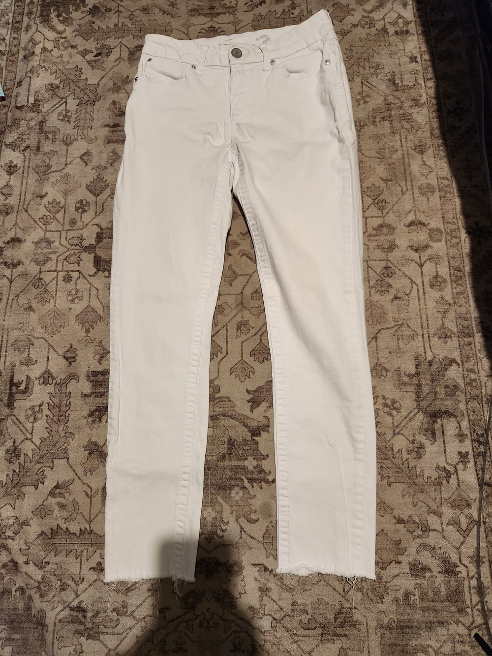 7 For All Mankind White Cropped Ankle Jeans